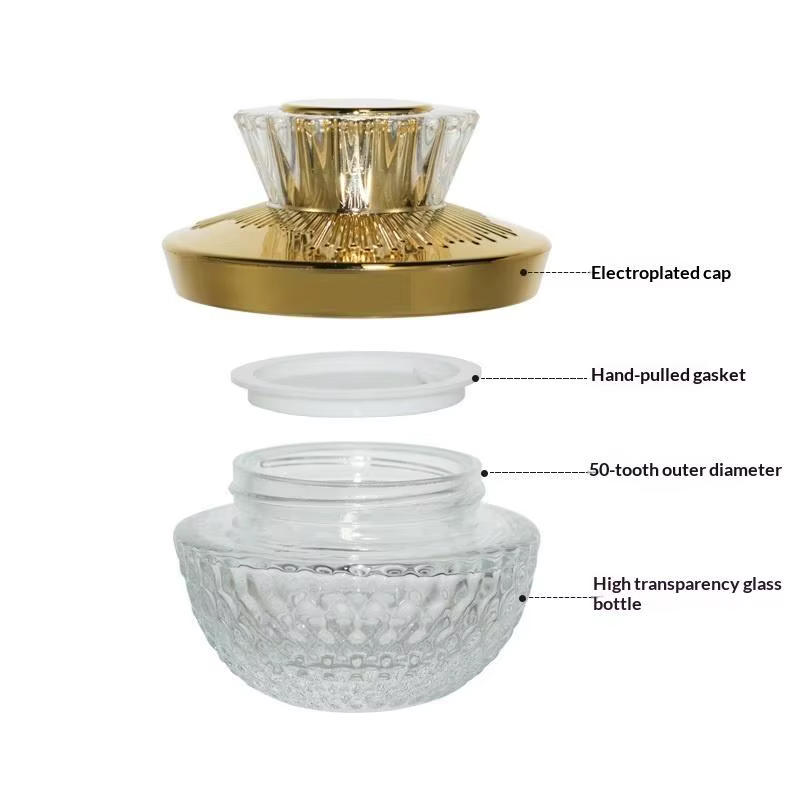 Pot de crème pour le visage en verre de luxe 50g