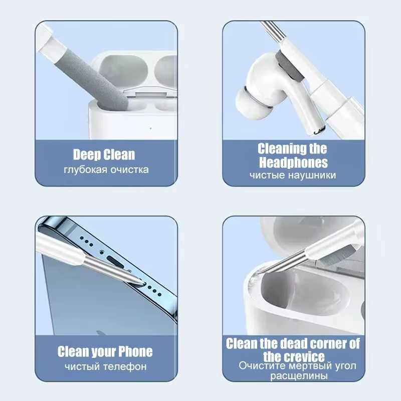 Outil de nettoyage d'écouteurs Bluetooth pour Airpods Pro 3 2 1, Kit de nettoyage de boîtier d'écouteurs, brosse de nettoyage, stylo pour écouteurs Xiaomi iPhone