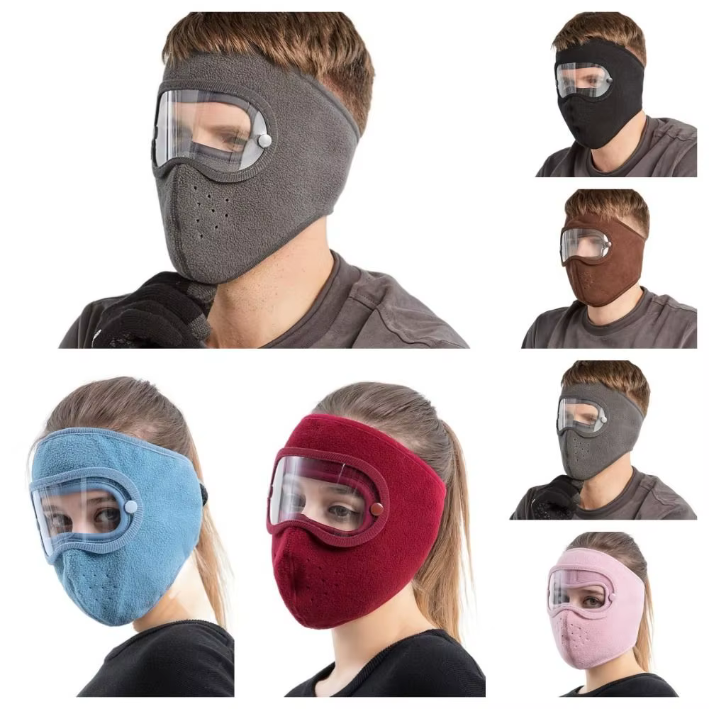 Masques de Ski en polaire respirants, coupe-vent, Anti-poussière, en laine, Protection des lentilles Anti-buée, protège-oreilles pour hommes
