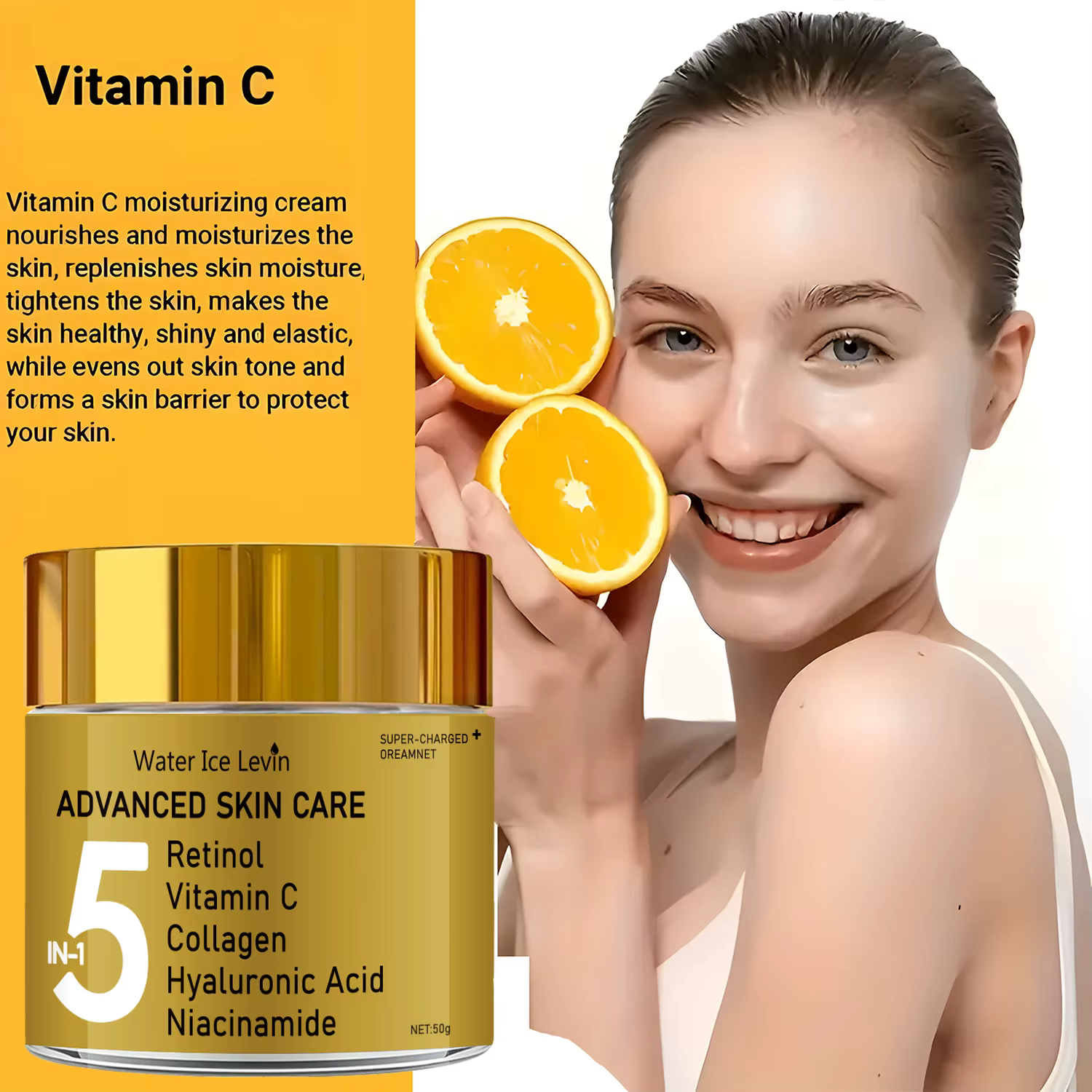 Crème hydratante pour le visage 5 en 1 contenant de la vitamine C