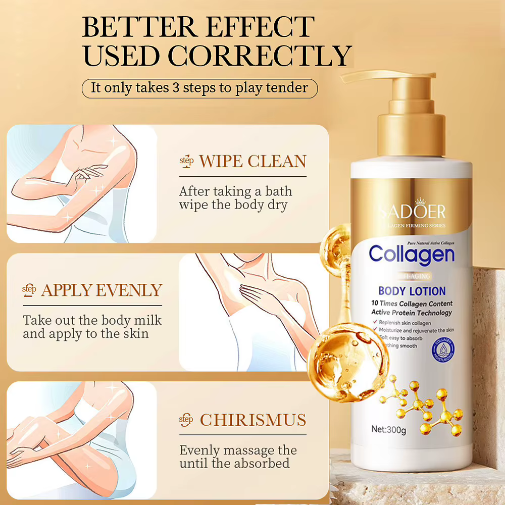 Lotion pour le corps au collagène pour raffermissant et hydratation – Hydratant intense Anti-âge pour peau sèche