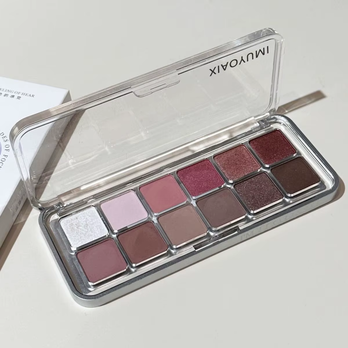 Palette de fards à paupières 12 couleurs, mat, perle, vin rouge, Rose, marron, paillettes scintillantes, maquillage pour les yeux pour débutant longue durée