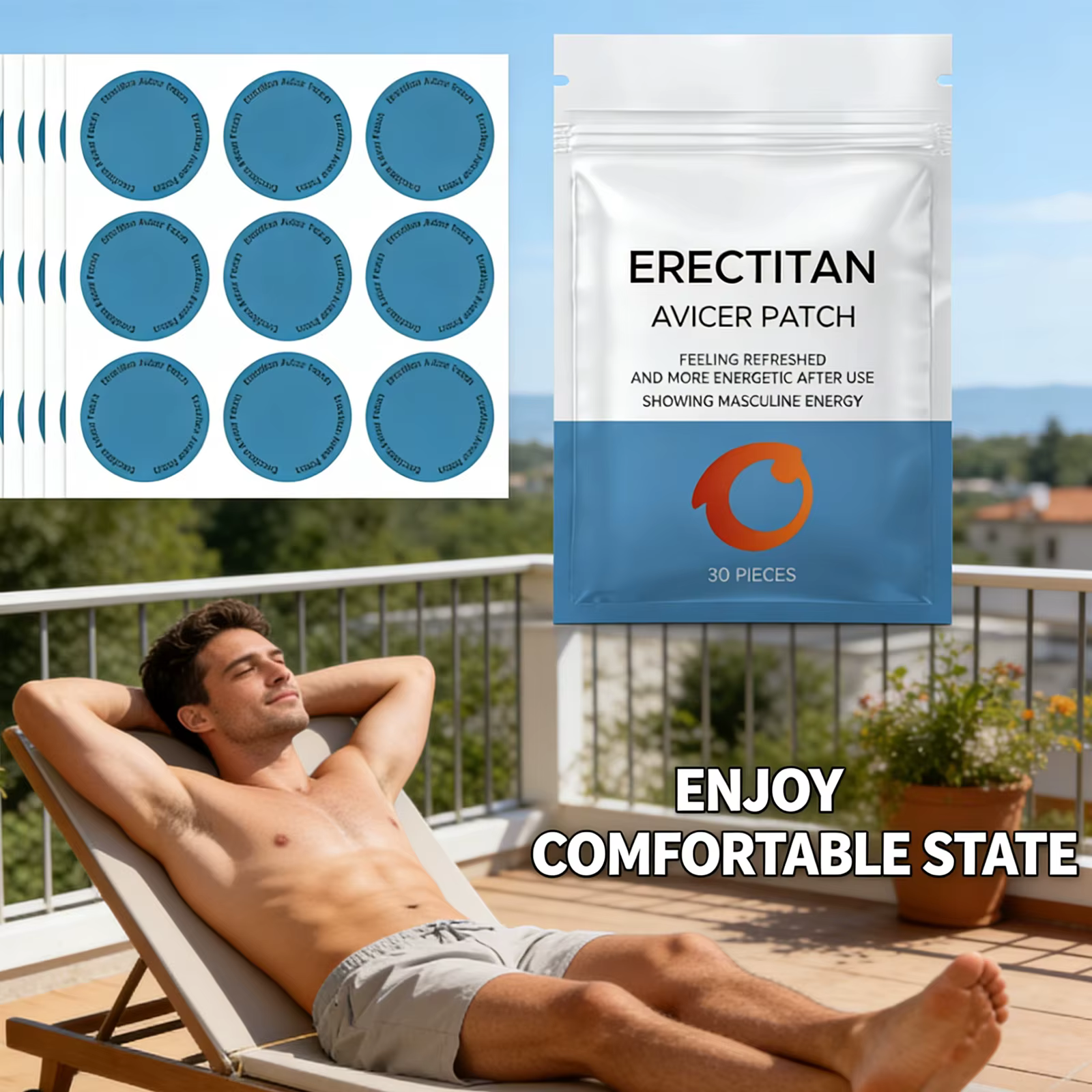  Patchs de Soin Corporel Quotidien Revitalisants pour Hommes : Énergie Masculine et Vitalité Fonctionnelle Maintenues