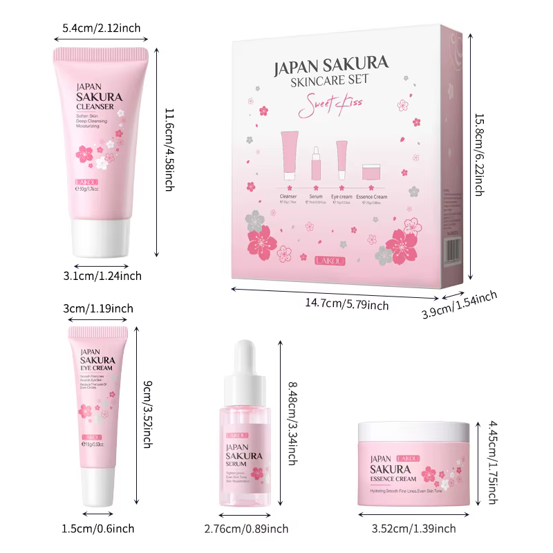 Coffrets de soins pour la peau Laikou Sakura avec nettoyant