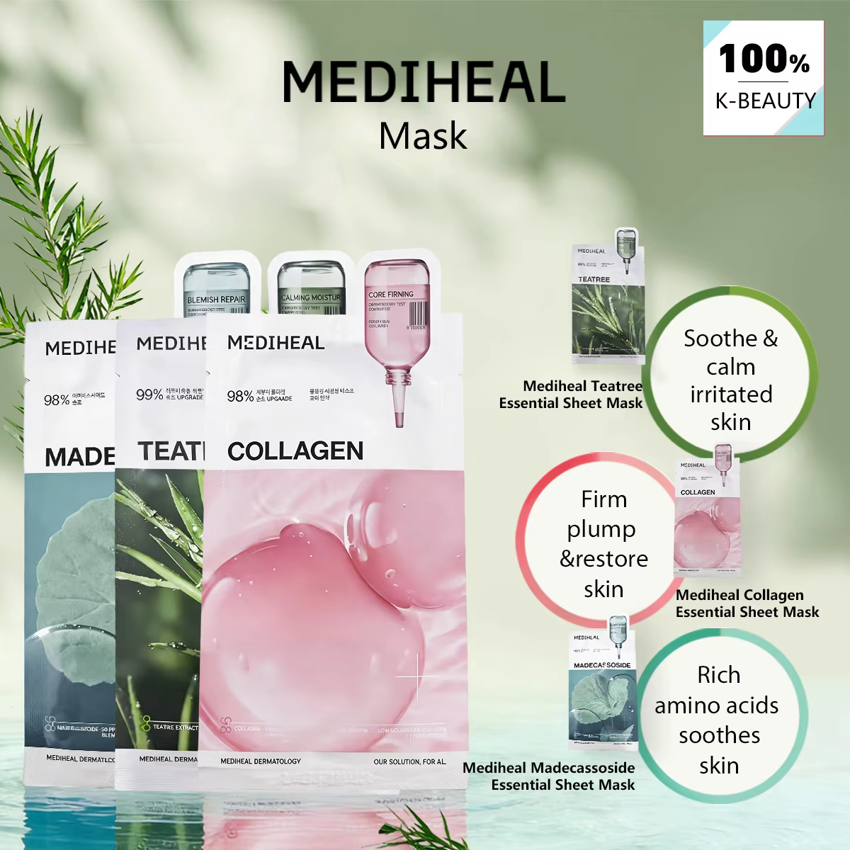 Masque MEDIHEAL, Complexe Apaisant et Clarifiant