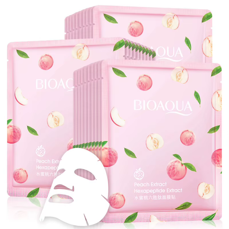 10 pièces BIOAQUA miel pêche masque pour le visage hydratant Anti-âge Anti rides feuille
