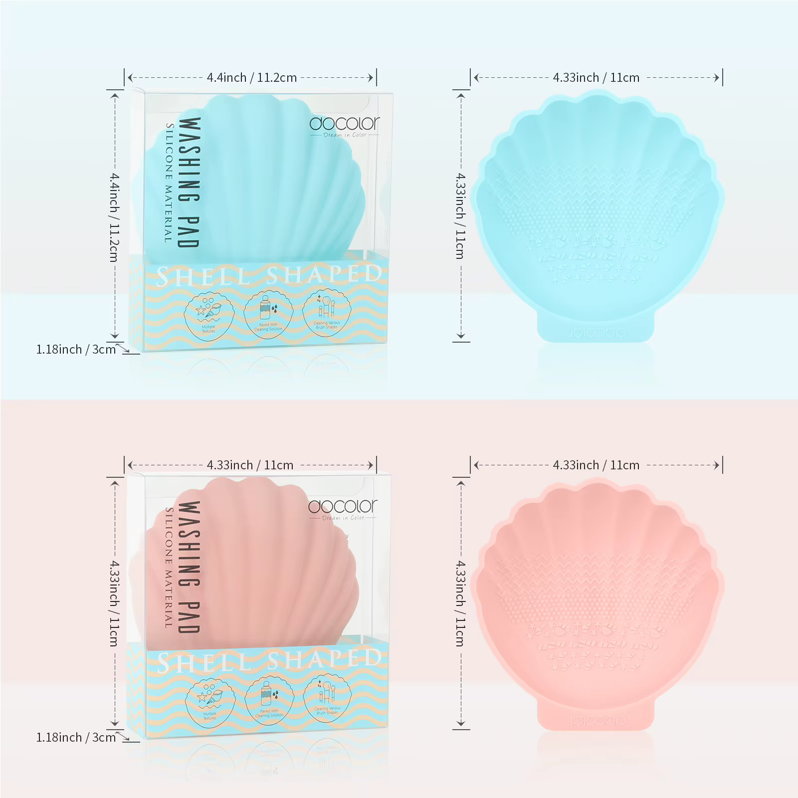 Docolor SHELL – nettoyeur de brosse en Silicone, brosse de lavage de maquillage, tapis de nettoyage de Gel, fond de teint, brosse de maquillage, tampon nettoyant, planche à récurer