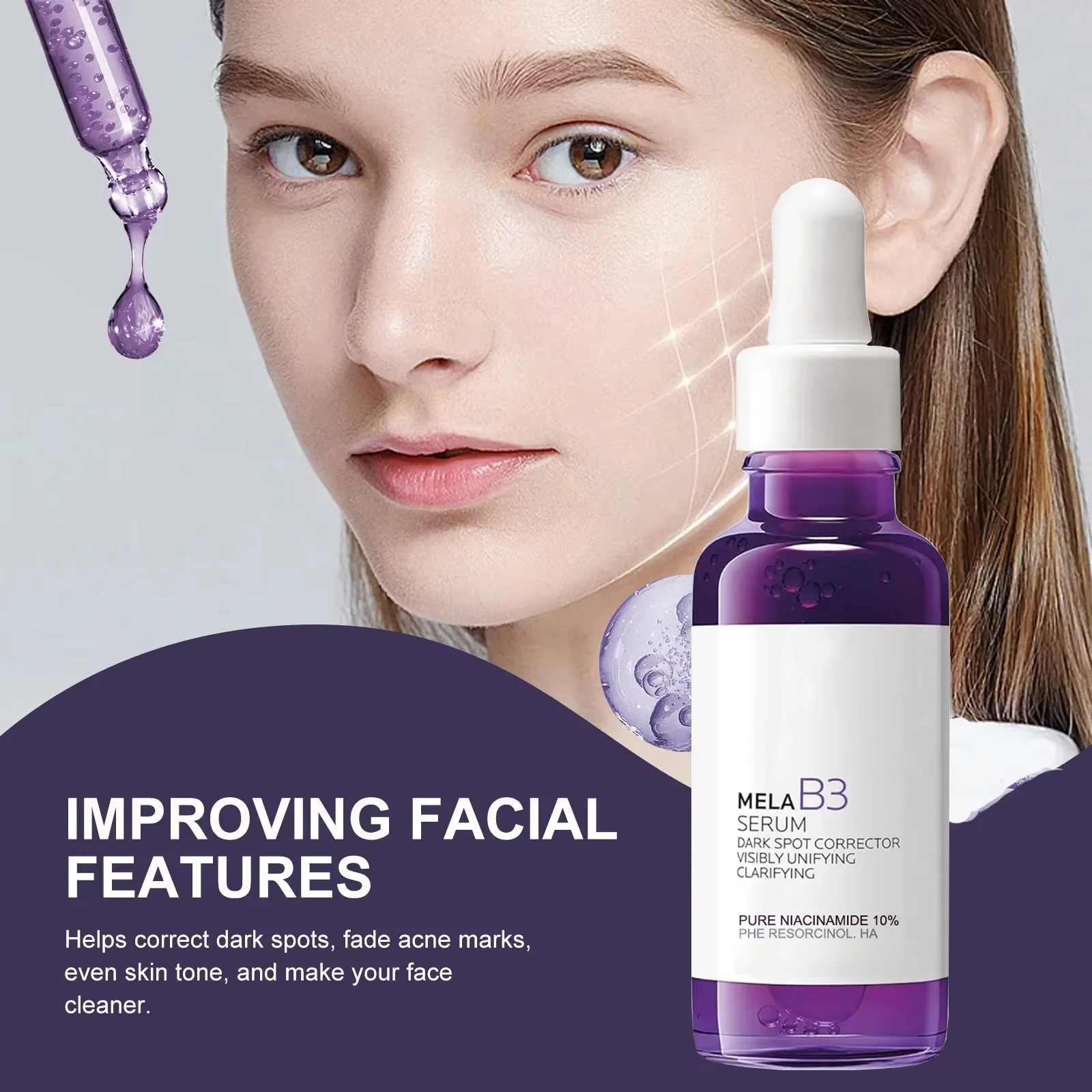 Sérum violet B3, éclaircissant pour la peau