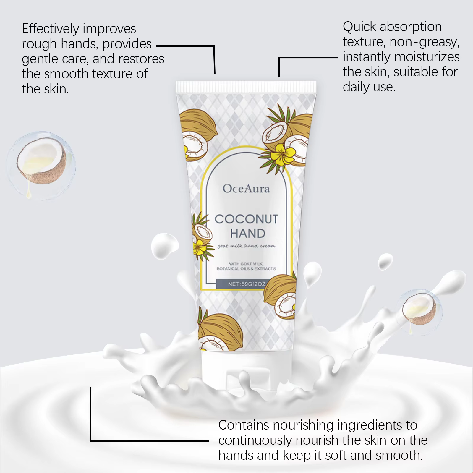 Crème hydratante pour les mains à la noix de coco