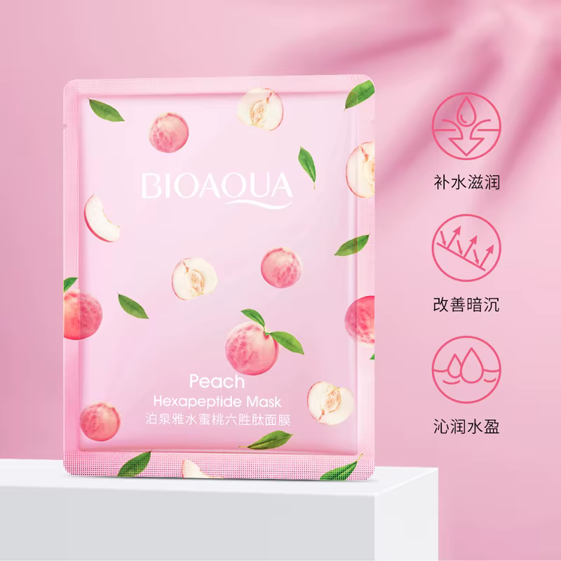 10 pièces BIOAQUA miel pêche masque pour le visage hydratant Anti-âge Anti rides feuille