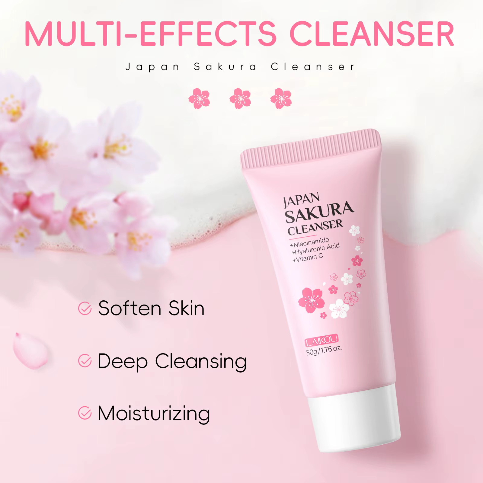 LAIKOU Japon Sakura Nettoyant pour le visage Contrôle de l'huile