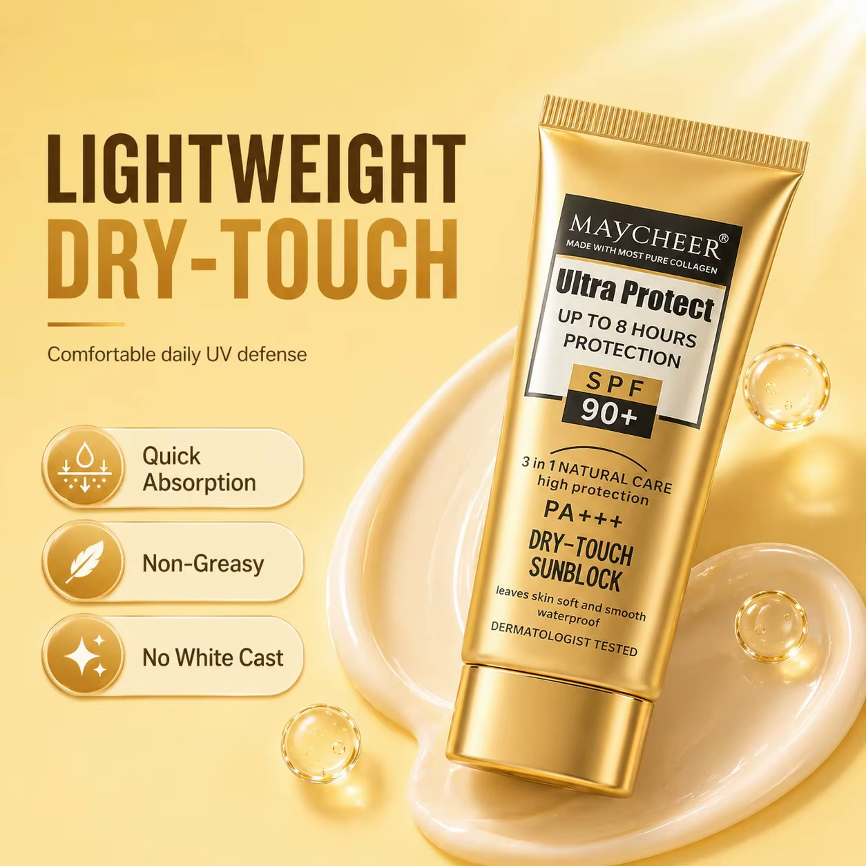 Crème solaire SPF90+, légère
