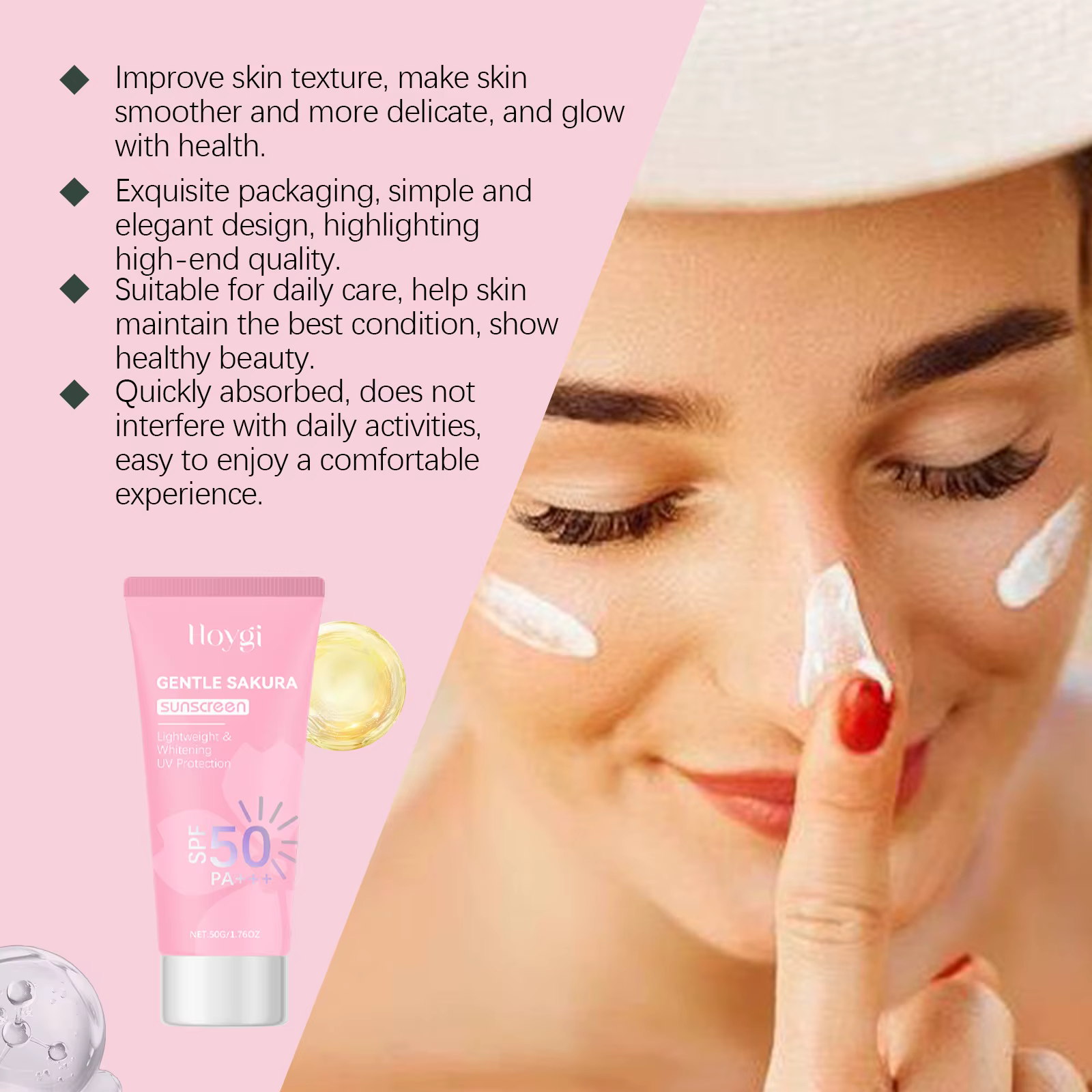 Crème solaire fleur de cerisier Spf 50 + longue durée Anti UV Anti-âge