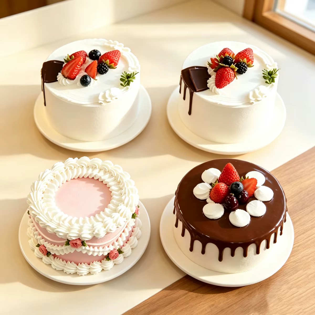 Modèle de gâteau de simulation, décoration de crème de simulation exquise, collection de gâteaux de simulation en chocolat rose et blanc