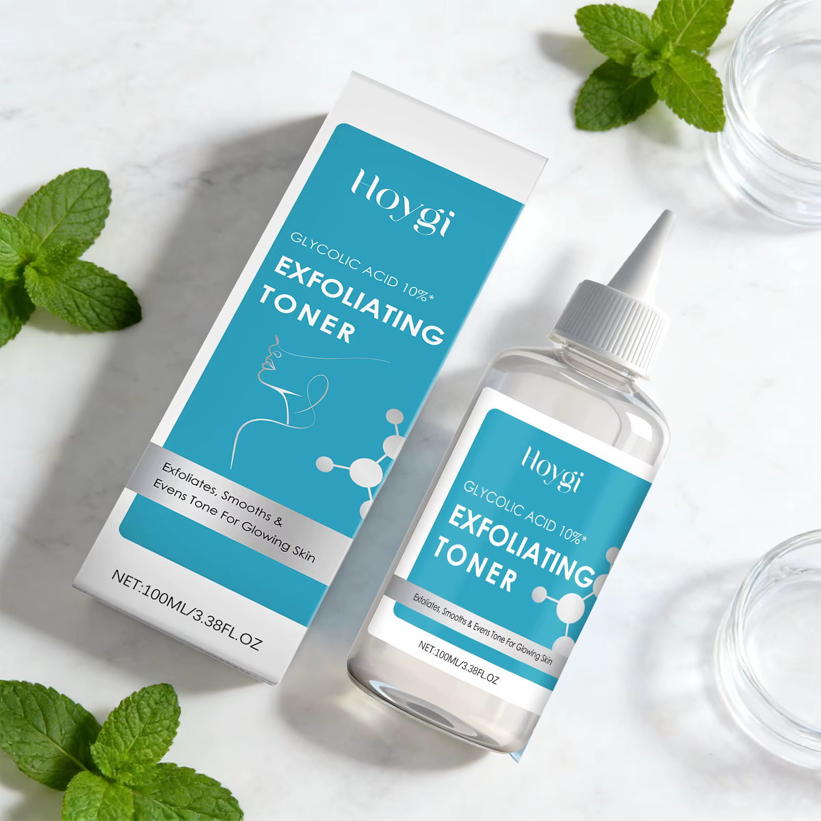 Tonique à l'acide glycolique 10% Clarifiant Élimination des peaux mortes Unification du teint Exfoliation Anti-acné Nourrissant Hydratant Sérum pour le visage