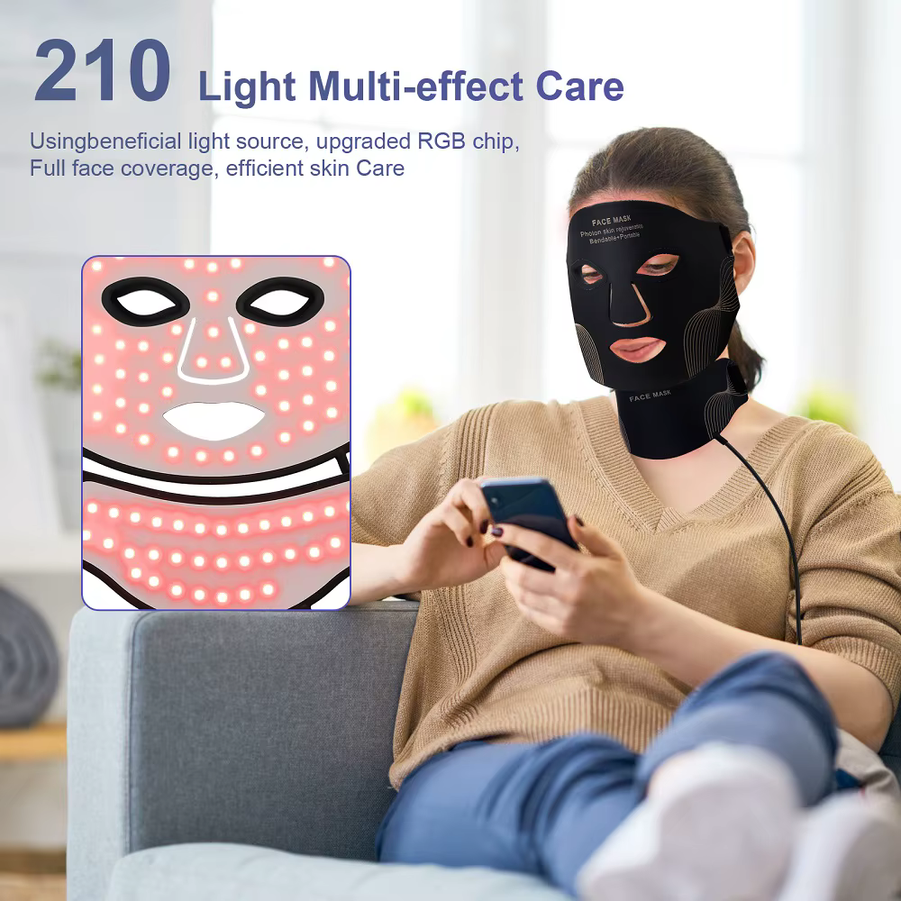 Masque facial LED sans fil avec cou 7 couleurs