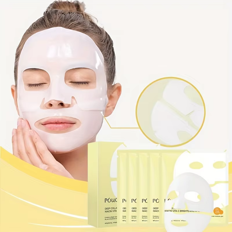 1 boîte*5 masques pour le visage au collagène blanc et jaune