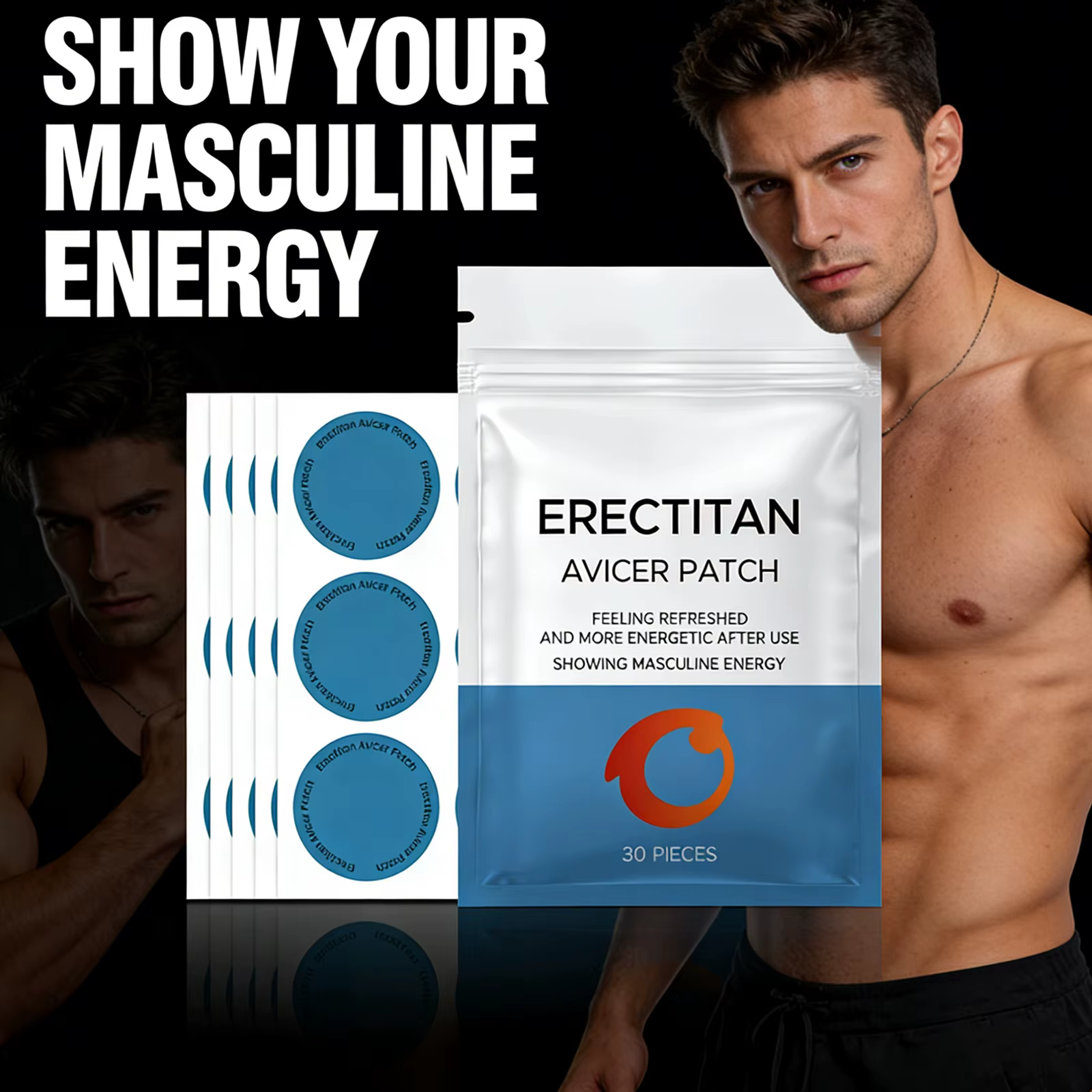  Patchs de Soin Corporel Quotidien Revitalisants pour Hommes : Énergie Masculine et Vitalité Fonctionnelle Maintenues