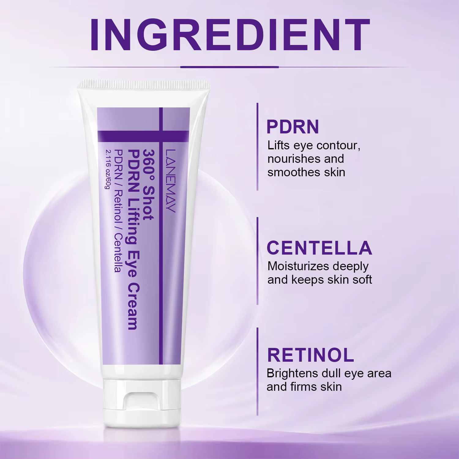 360 ° Crème pour les yeux liftante Shot PDRN – 60g. Formulé avec PDRN