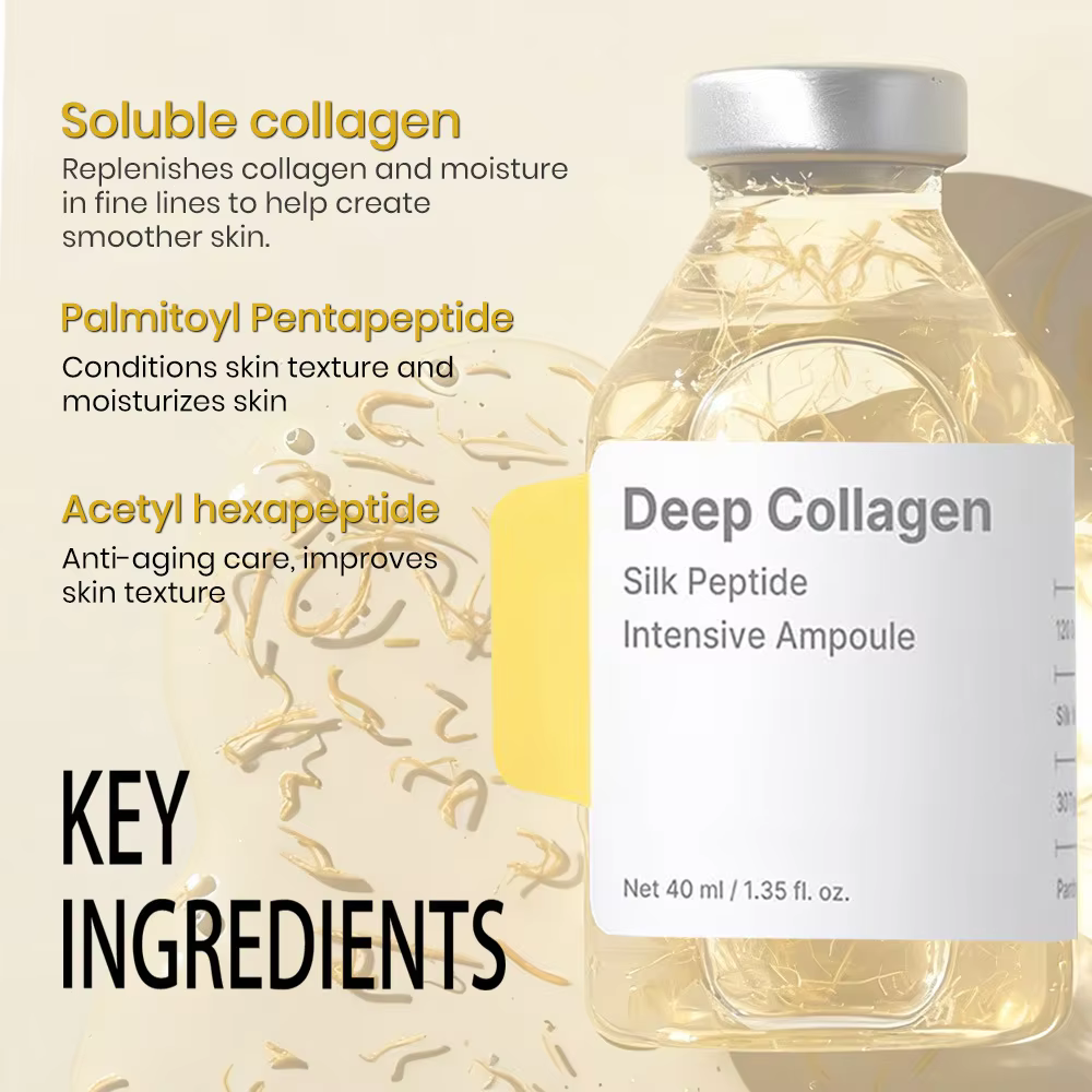 Ampoule peptidique de collagène profond de 40 ml - Sérum visage hydratant éclaircissant anti-rides avec acide hyaluronique