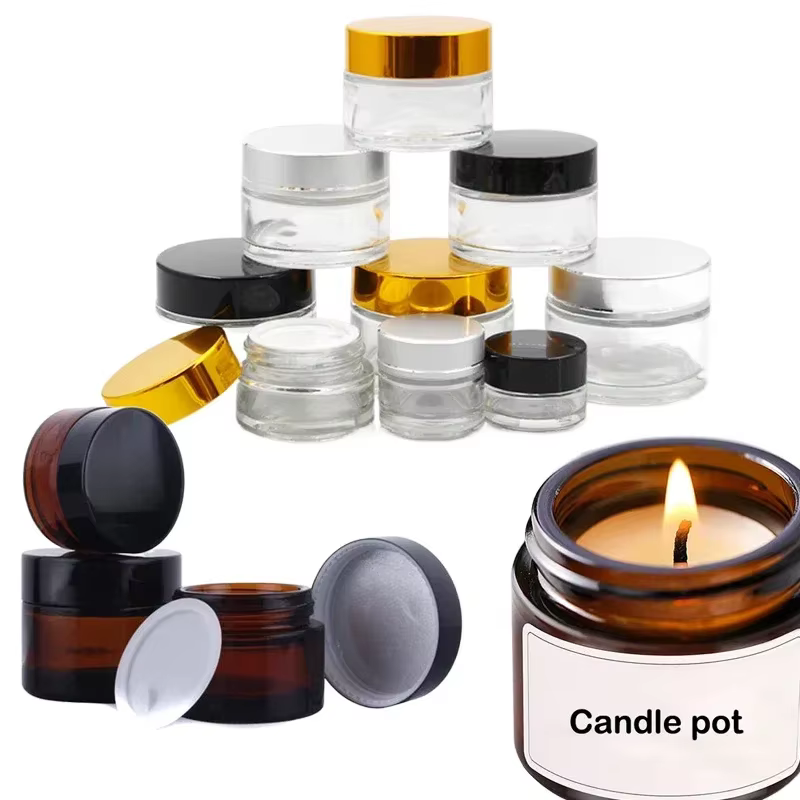 Mini pots de crèmes ronds en verre ambre