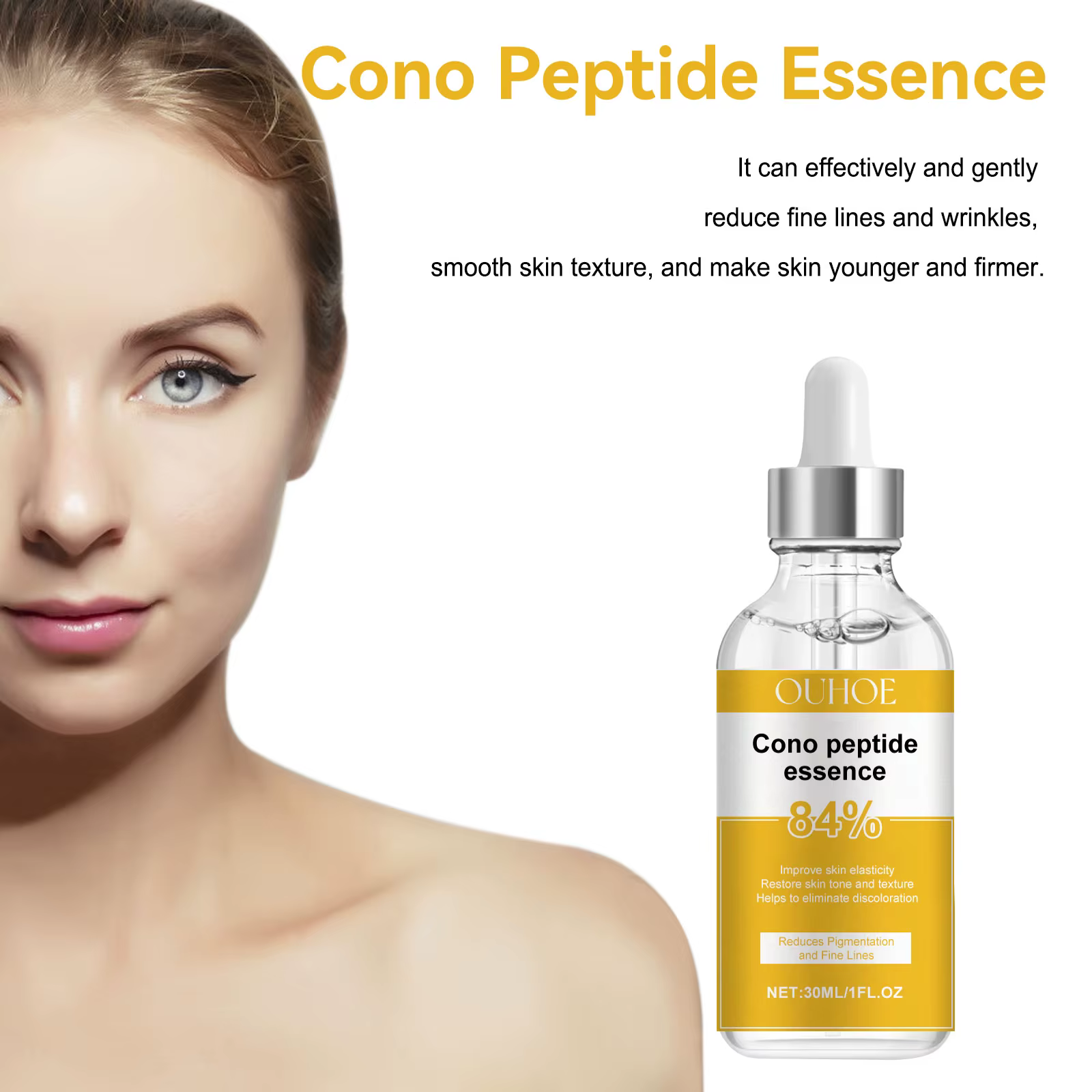 Cono Peptide Essence Éclaircir Les Rides Fines Lignes Lifting Raffermissant Blanchissant Hydratant En Profondeur Éclaircissant Lisse Anti-Âge Sérum