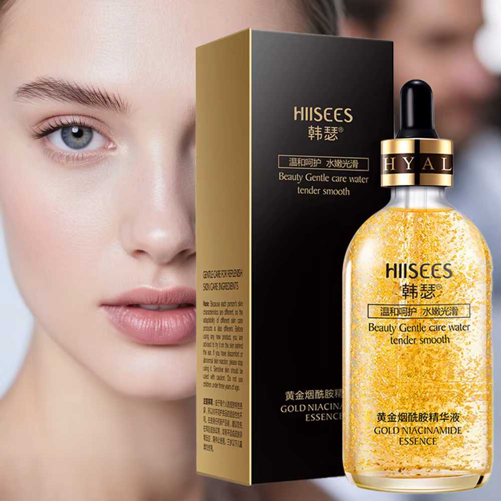 Sérum Visage 30ML à l'Or 24K et Niacinamide Hydratant Éclaircissant Soin Doux Anti-Teint Terne pour Tous Types de Peau