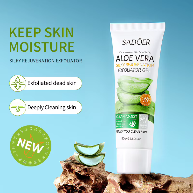 SADOER Gel Nettoyant Exfoliant Visage à l'Aloe Vera – Nettoyage Profond