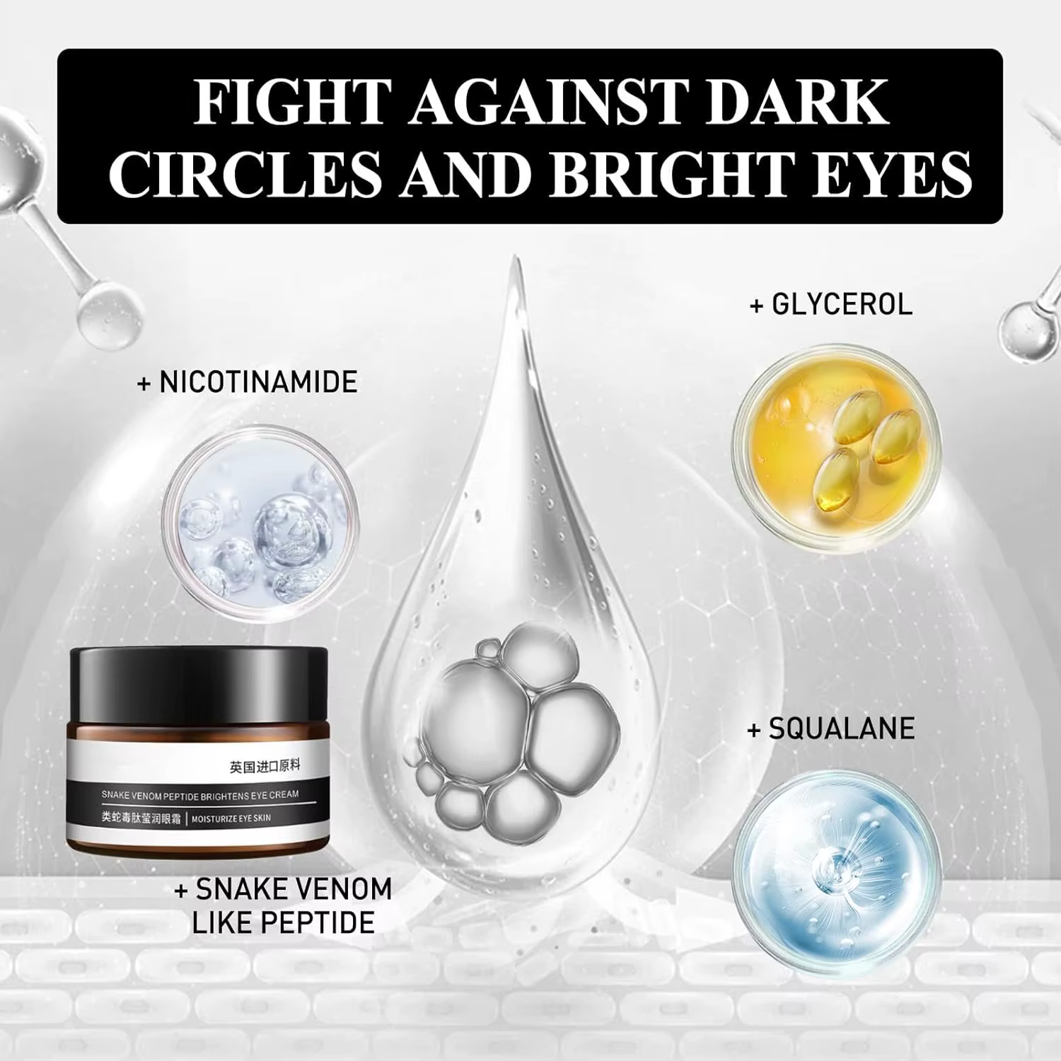 2 pièces Verfons 30G crème pour les yeux au Peptide de venin de serpent lisse les ridules