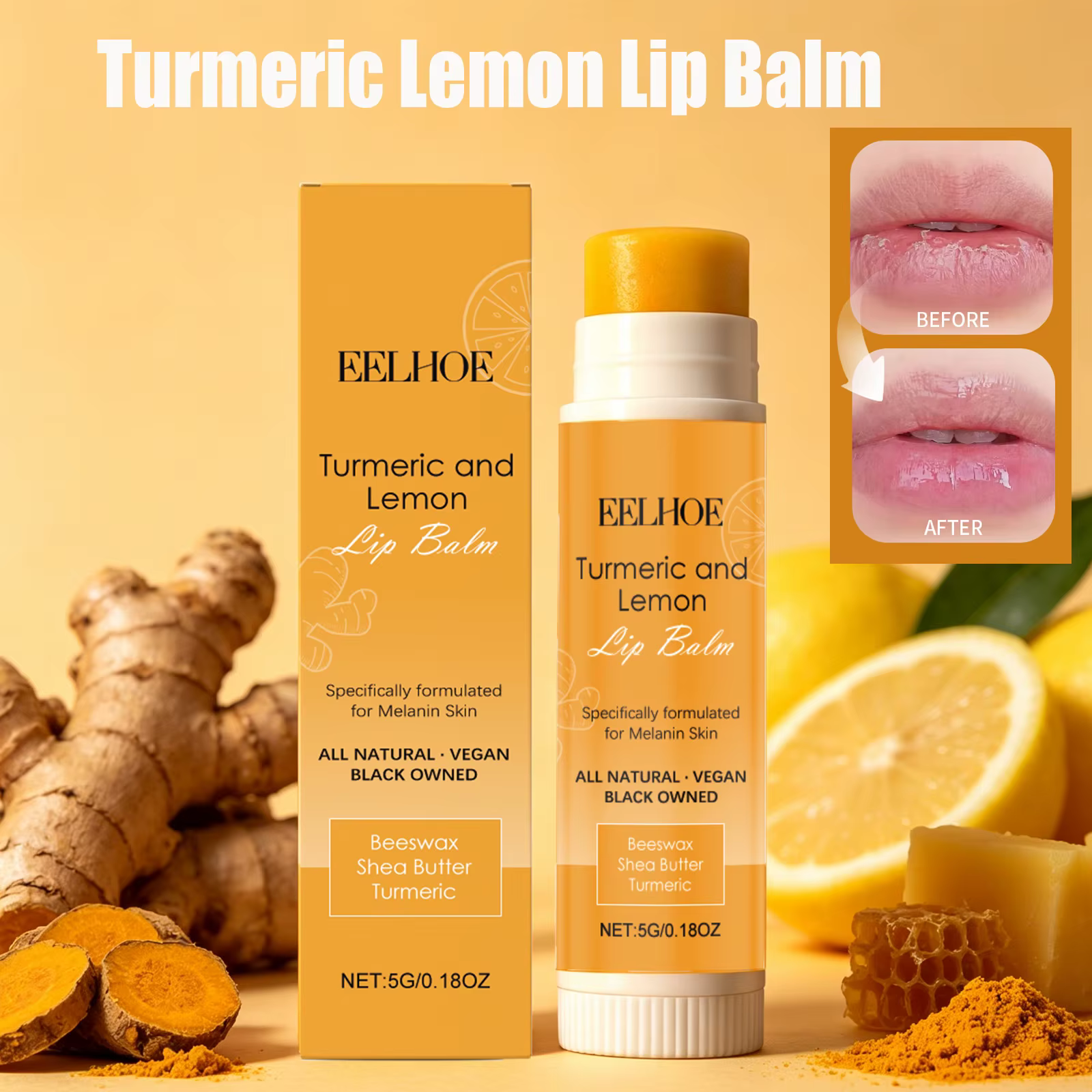 Baume à lèvres au curcuma et au citron