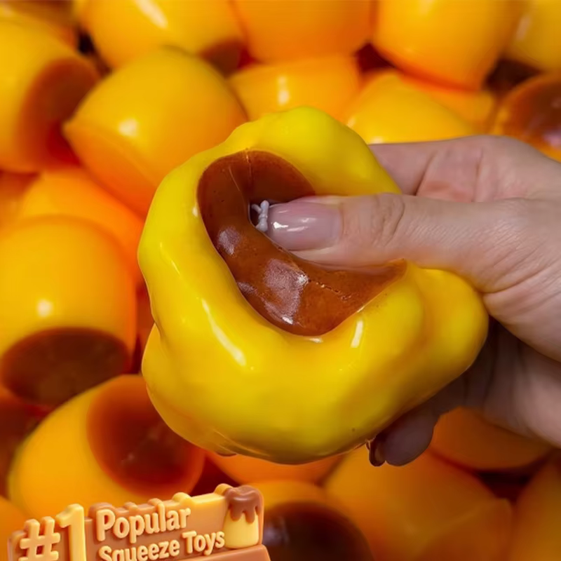 Balle de décompression souple à remontée lente en forme de pudding au caramel, réaliste, pour ASMR, sensorielle, TDAH, anti-stress, jouet sensoriel