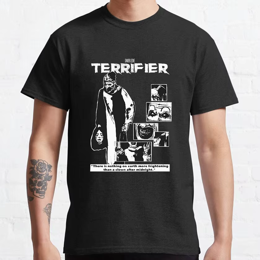 T-shirt imprimé 100% coton pour hommes, the Clown Art, apk movie terrifier 2 slasher film effrayant halloween scream film killer clown