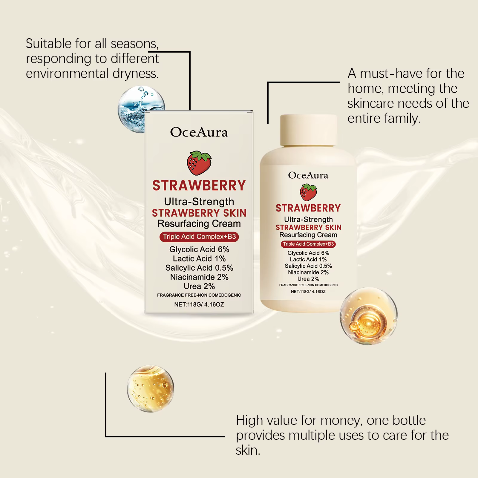 Crème corporelle à la fraise Oceaura