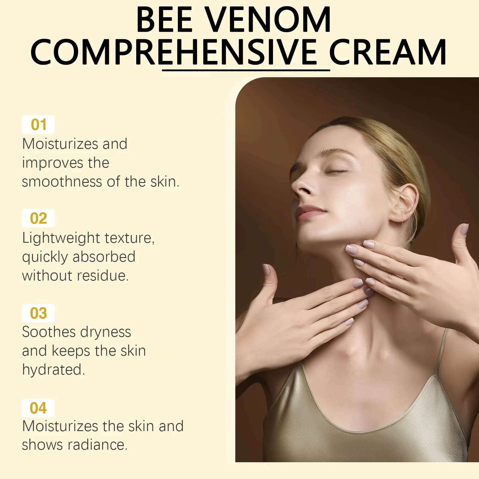 Crème hydratante pour la peau au venin d'abeille