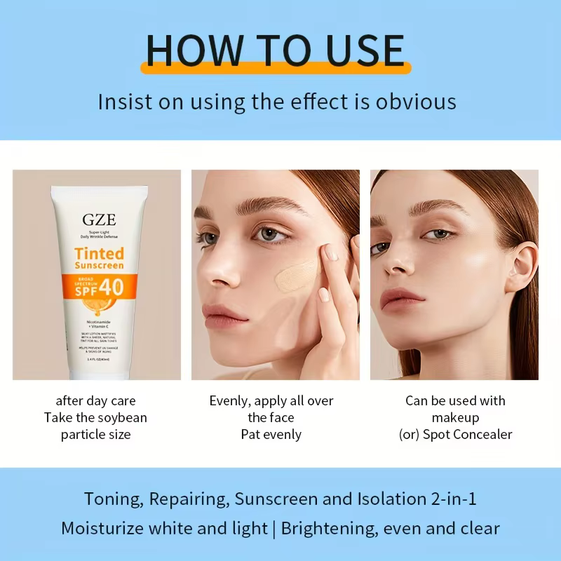 Crème solaire teintée à la vitamine C avec éventuelles F 40