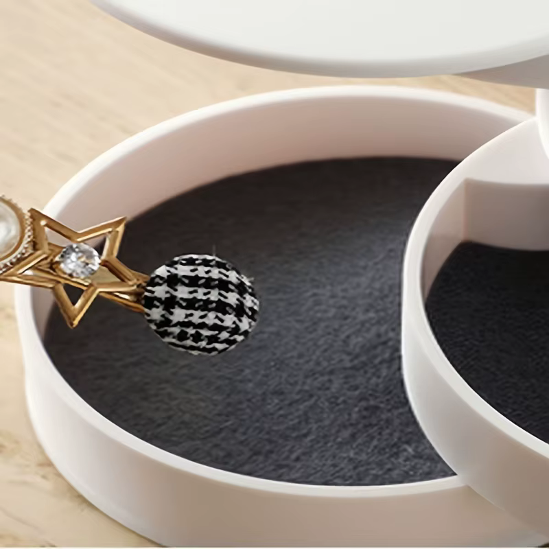 Boîte de rangement de bureau multicouche rotative, accessoires pour cheveux, boîte de maquillage pour bijoux avec couvercle, boîte à bijoux anti-poussière, boîte de rangement pour bijoux
