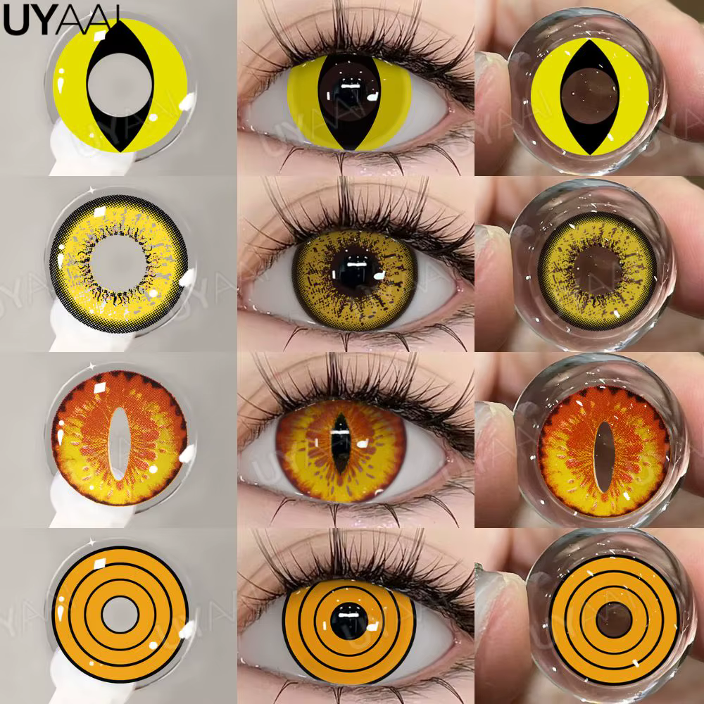 UYAAI Cosplay lentilles de contact de couleur maquillage d'halloween élèves colorés yeux jaunes Contacts cosmétique beauté lentilles bleues Contacts verts