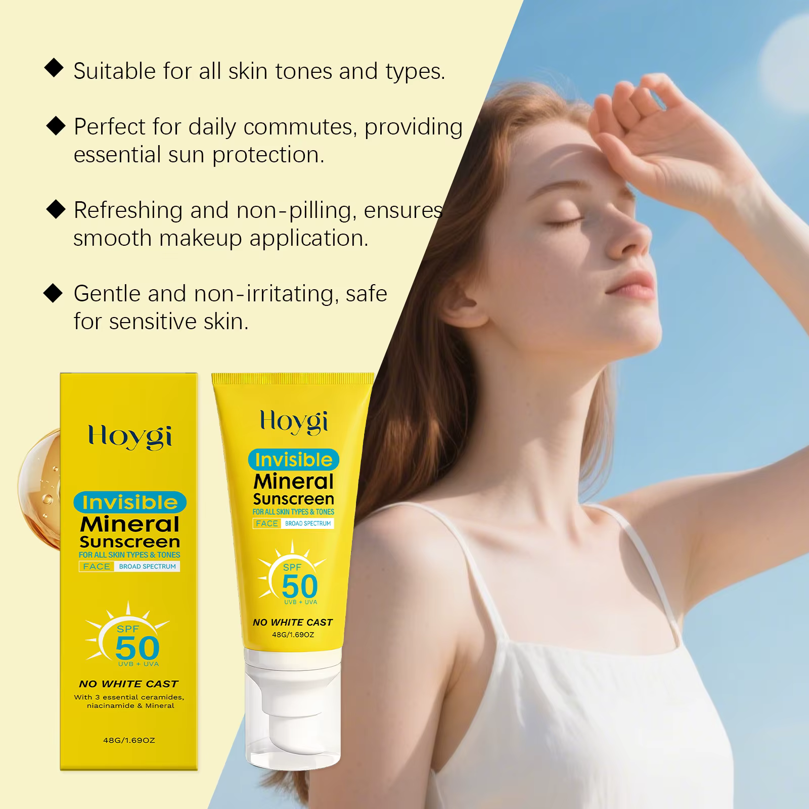 Crème solaire minérale SPF 50 sans traces blanches