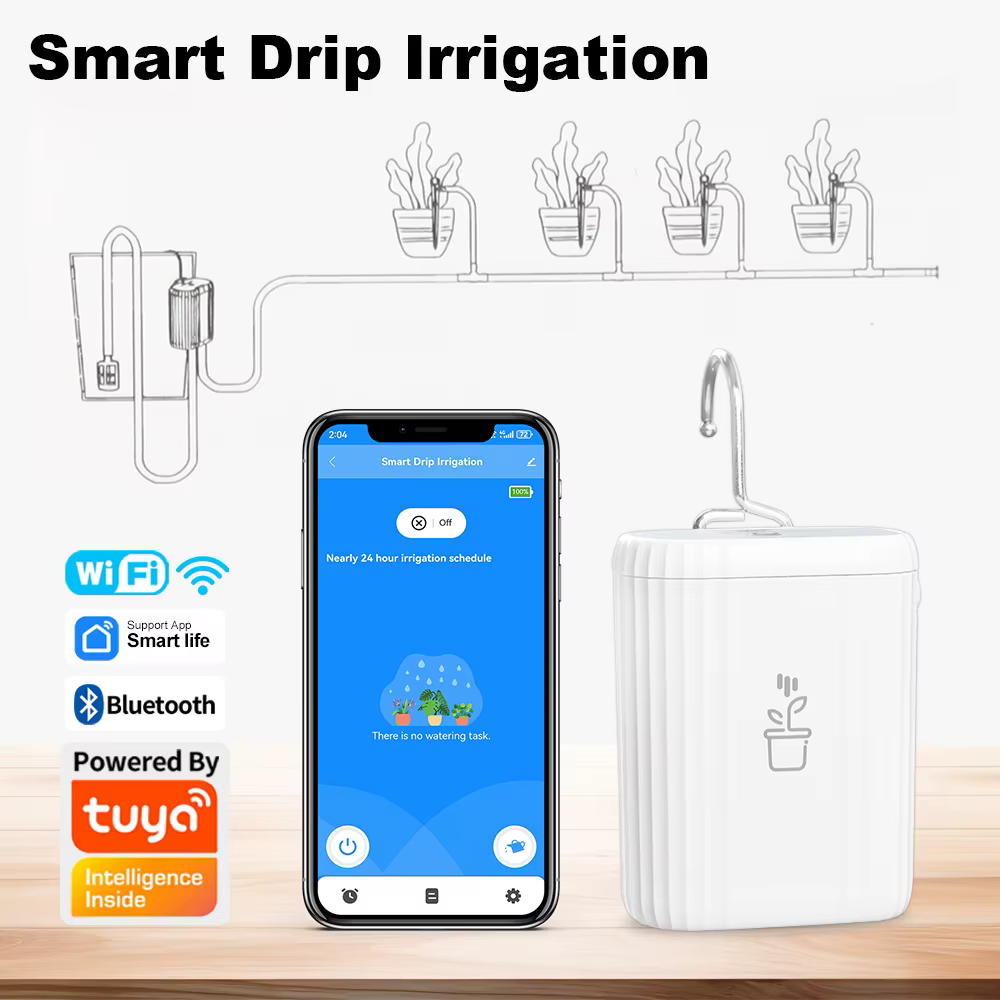 Dispositif d'arrosage intelligent WiFi, système d'irrigation goutte à goutte automatique programmé, contrôle à distance par application, arrosage automatique pour plantes d'intérieur
