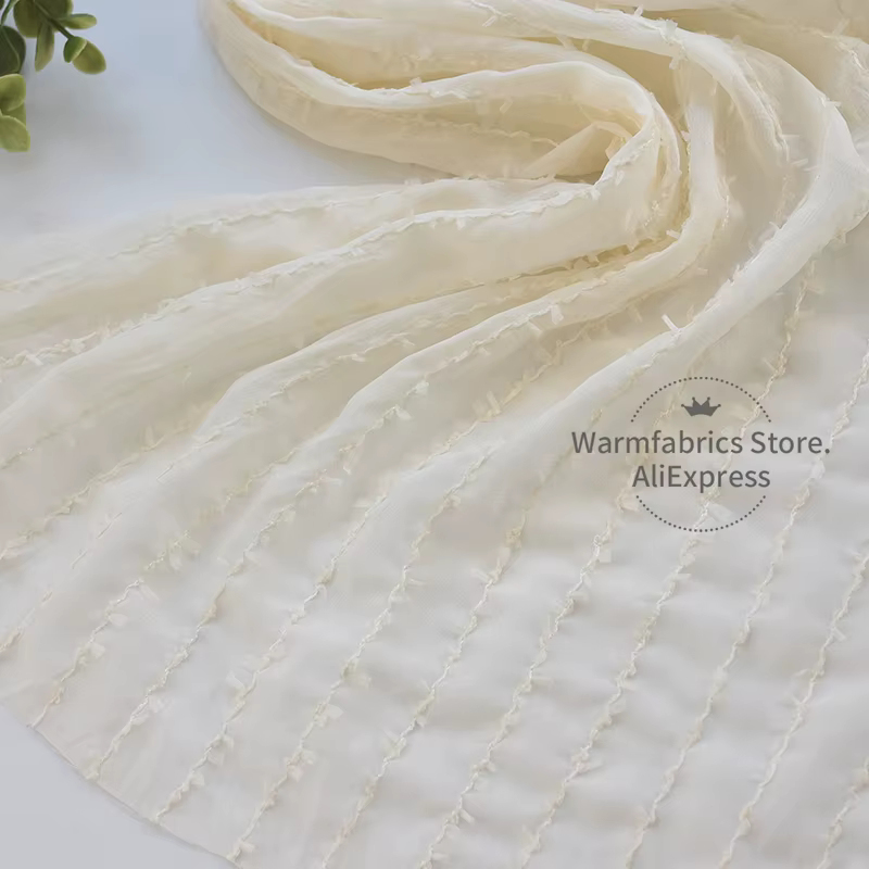 Tissu de robe en mousseline froissée au design populaire, tissu jacquard de luxe, polyester, crêpe, mousseline, georgette