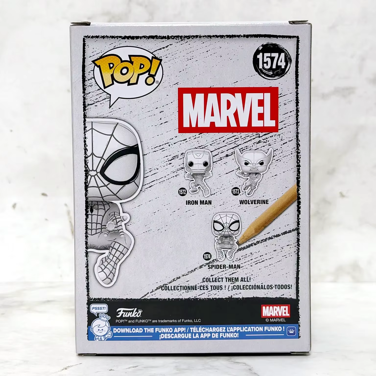 Figurine Spider-Man (Sketched Deco) Funko Pop # 1574 Figurines officielles authentiques en édition limitée, collection pour les fans de Marvel, cadeau pour les joueurs