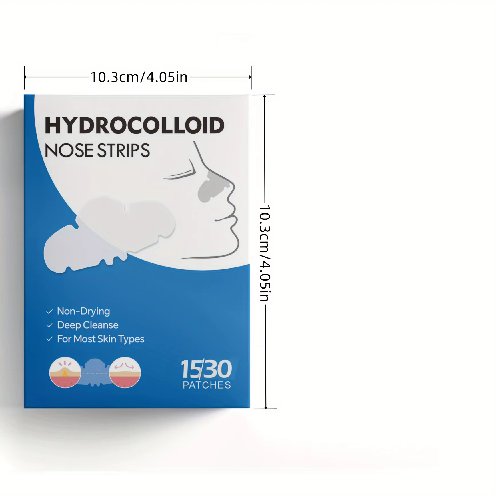 Use 30 morceaux de bandelettes nasales hydrocolloïdes pour éliminer les têtes noires et blanches et nettoyer votre nez