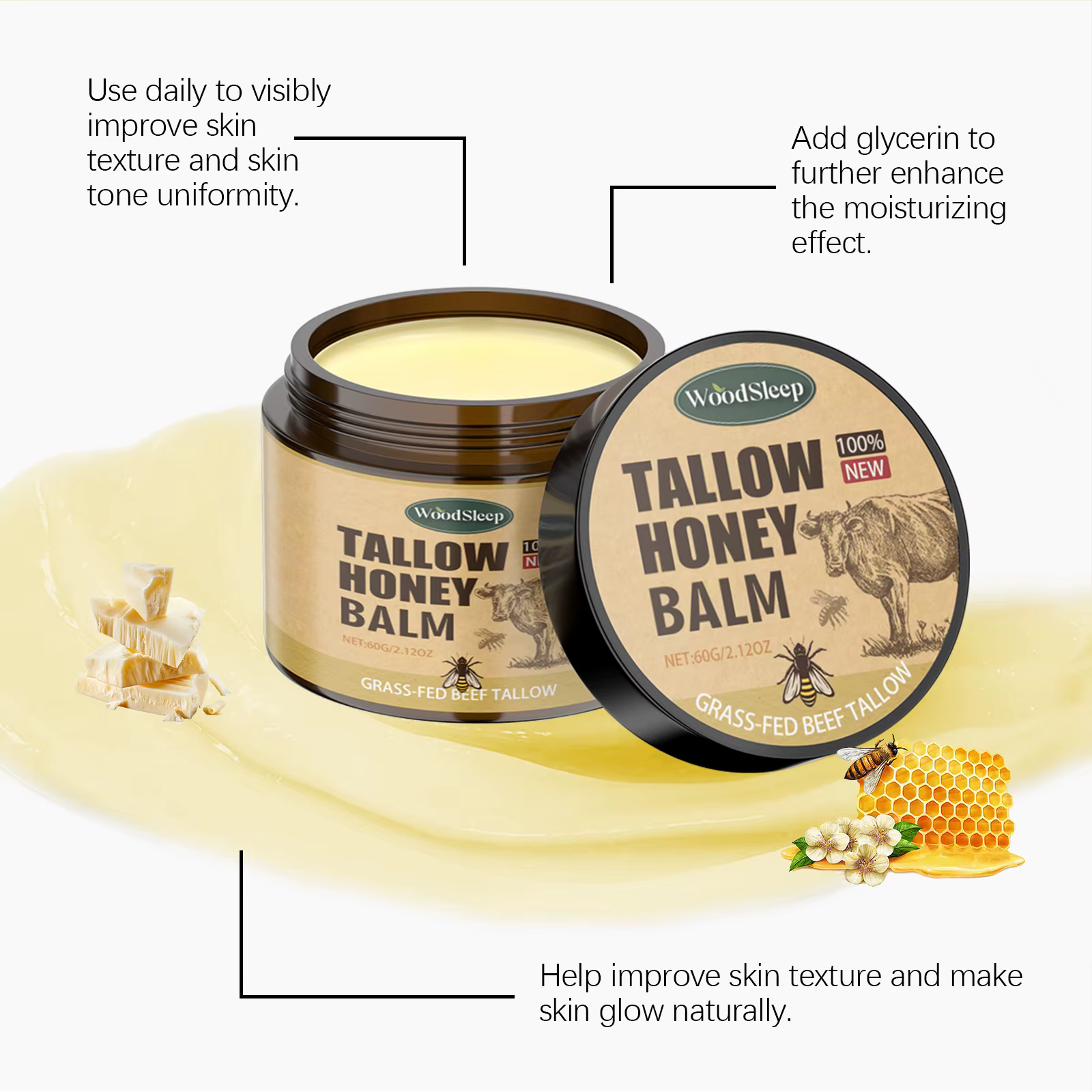 Baume fouetté au Tallow de boeuf et au miel