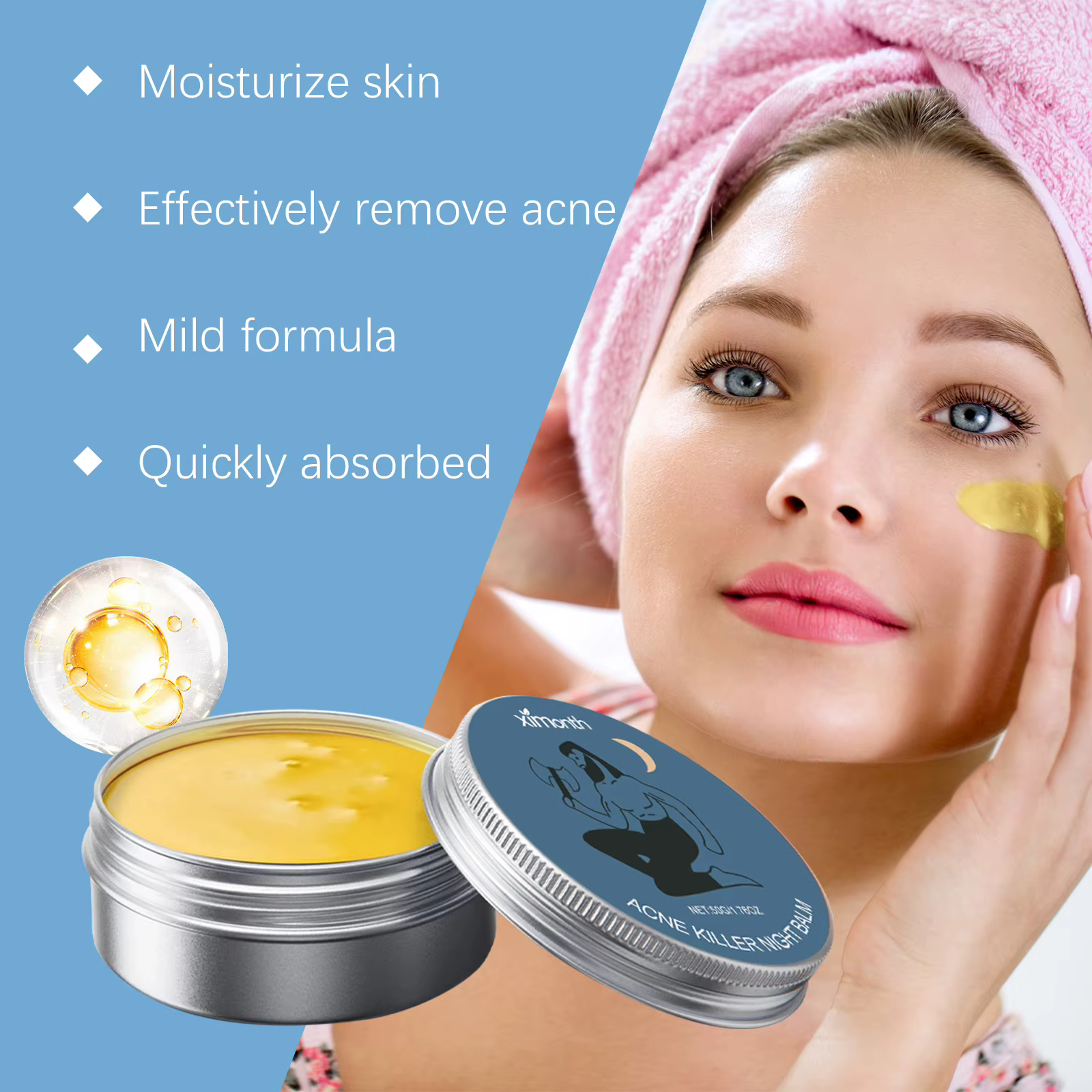 Crème pour le visage pour l'élimination de l'acné