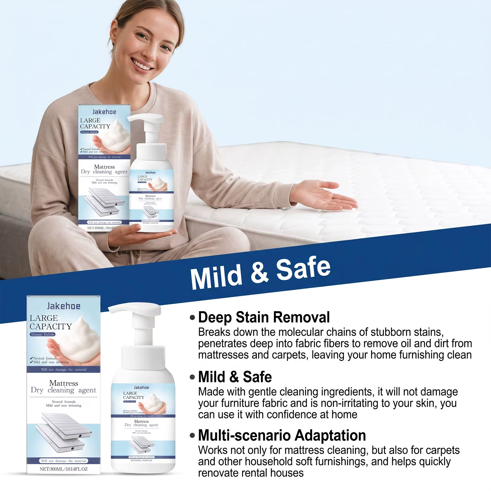 Nettoyant pour matelas et tapis en spray, éliminateur de taches, d'huile et de saleté, nettoyage en profondeur des tissus d'ameublement, désodorisant, usage domestique polyvalent, entretien quotidien