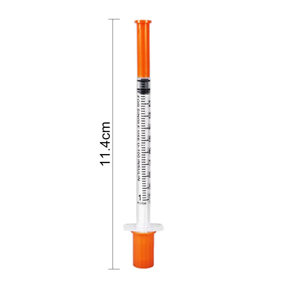 Seringue vétérinaire en plastique avec capuchon orange pour animaux de compagnie, seringue de stérilisation pour poulet, animal de ferme, bétail, mouton, chevaux, grossier, 1ml, 10 pièces