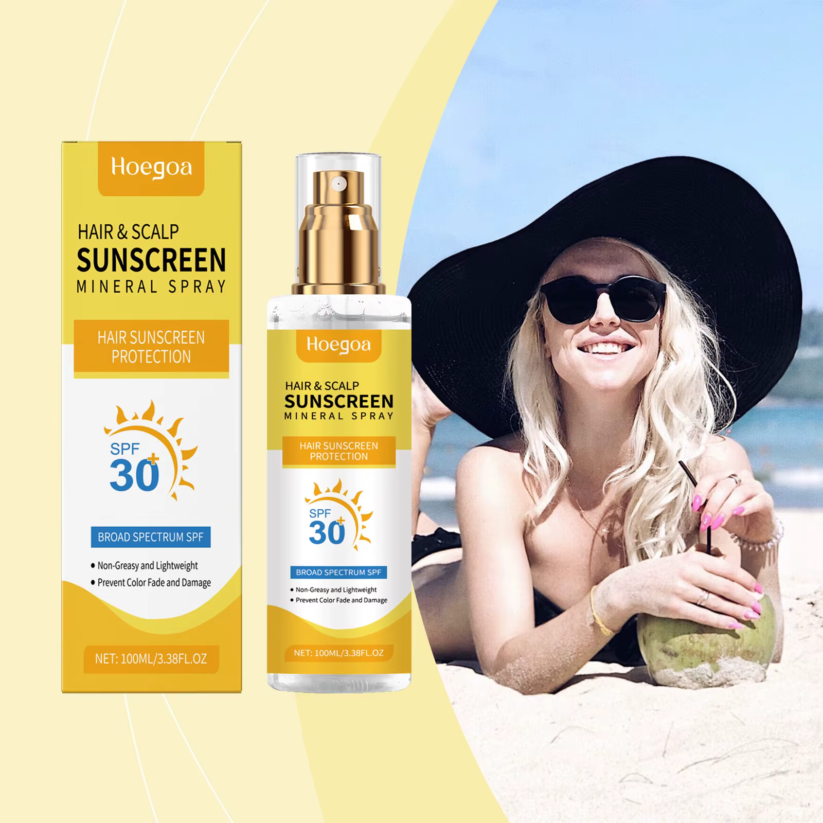 Spray solaire Anti-soleil pour cuir chevelu