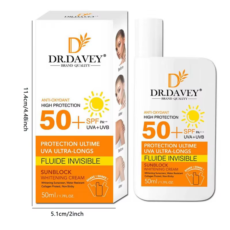 50ml DR.DAVEY 50+Sunacreen Cream Crème solaire claire et aqueuse