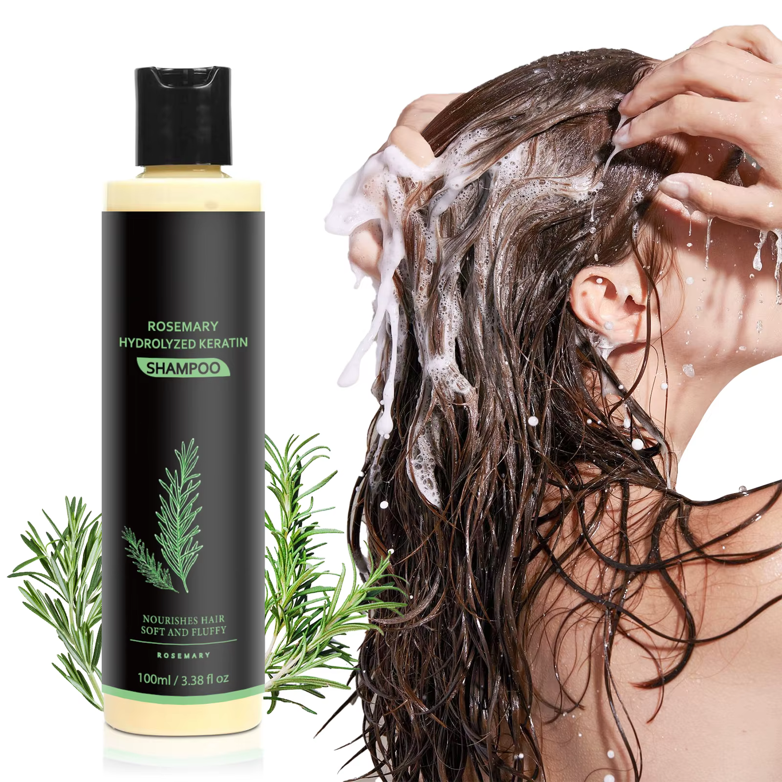 Shampooing anti-pelliculaire régulateur de sébum à l'huile de romarin - Répare les pointes fourchues