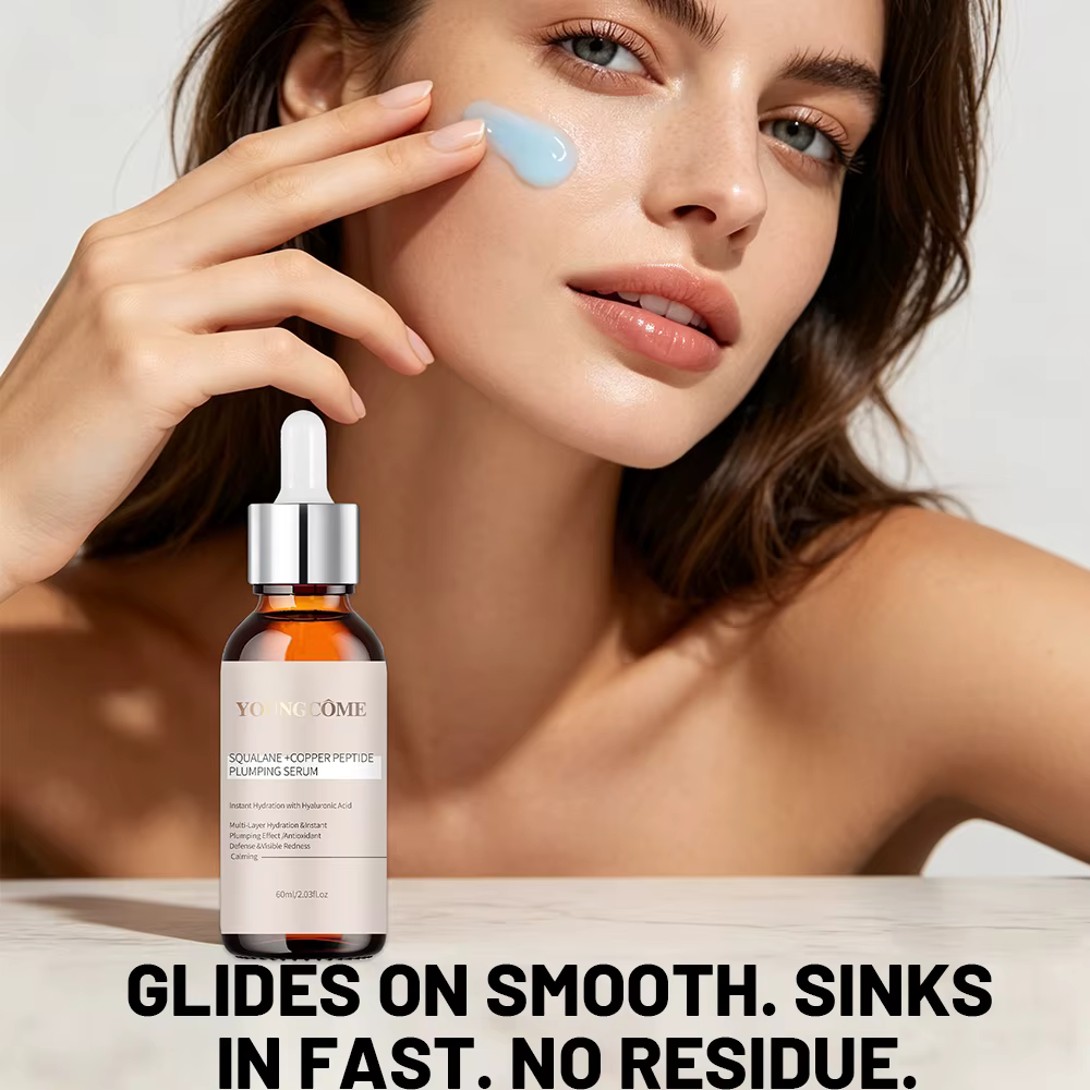 Sérum repulpant au squalane et aux peptides de cuivre pour le visage - Hydratant raffermissant à l'acide hyaluronique